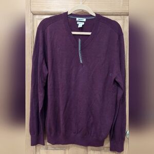 DKNY burgundy heather vneck ls sweater Sz XL